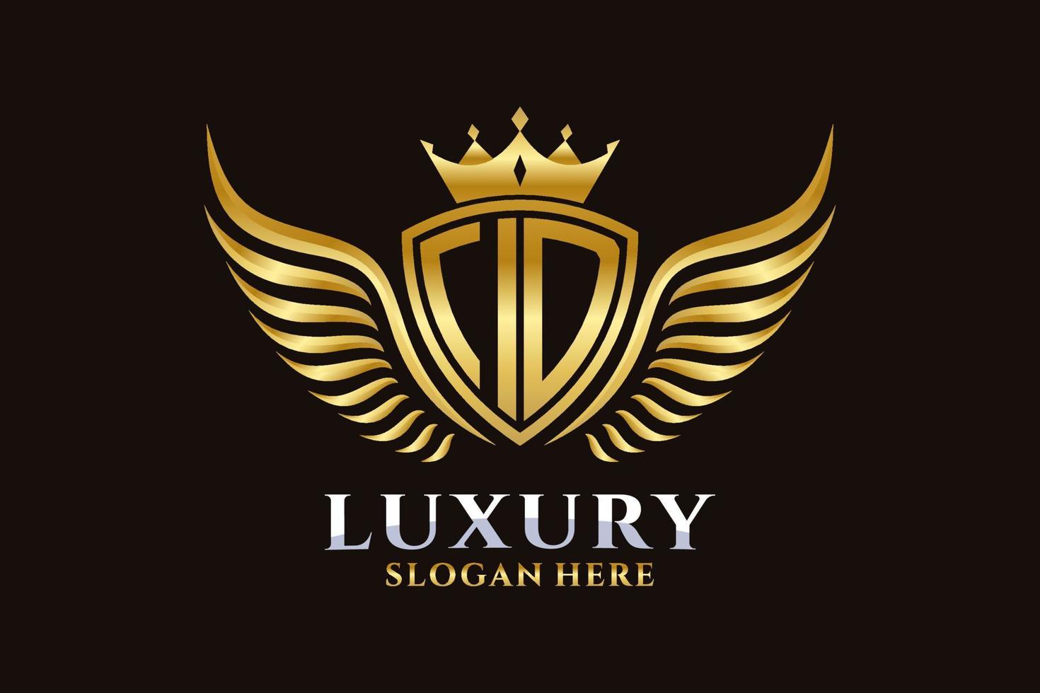 luxe Koninklijk vleugel brief ID kaart kam goud kleur logo vector, zege logo, kam logo, vleugel logo, vector logo sjabloon.