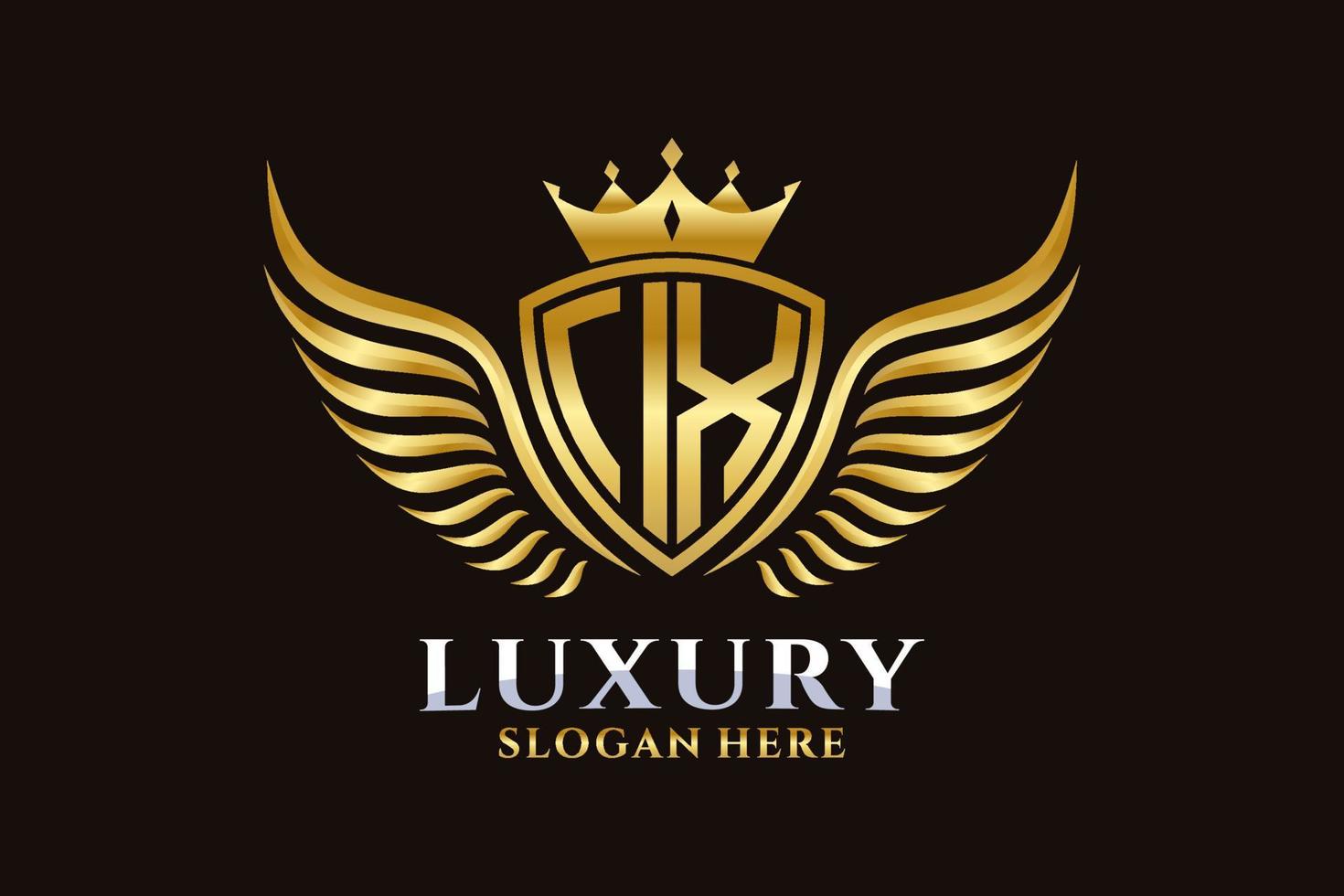 luxe Koninklijk vleugel brief ix kam goud kleur logo vector, zege logo, kam logo, vleugel logo, vector logo sjabloon.