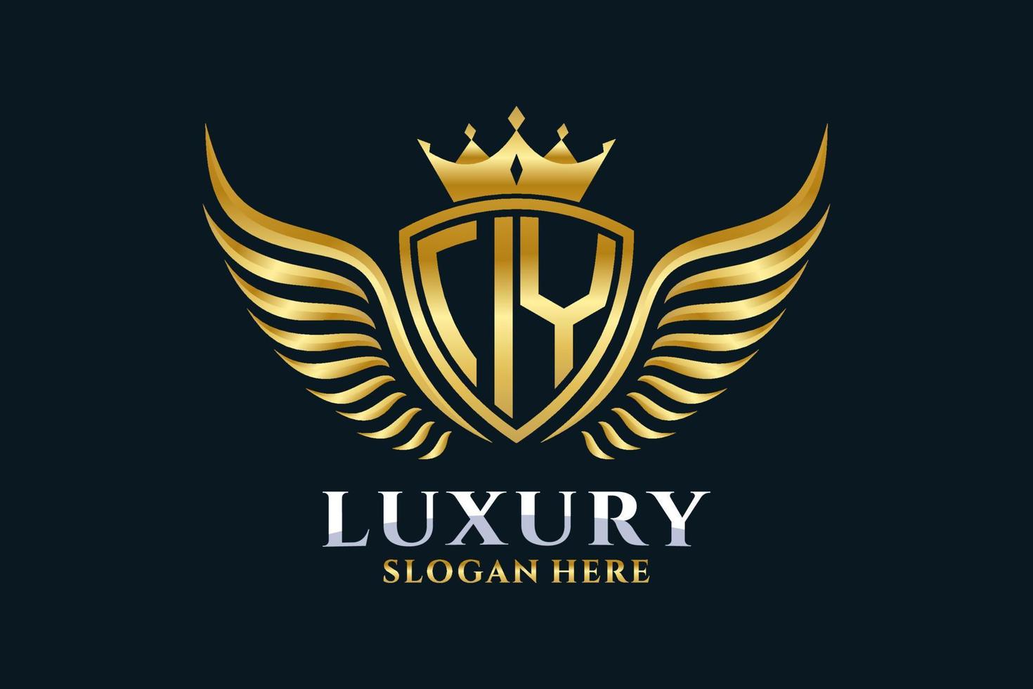 luxe Koninklijk vleugel brief iy kam goud kleur logo vector, zege logo, kam logo, vleugel logo, vector logo sjabloon.