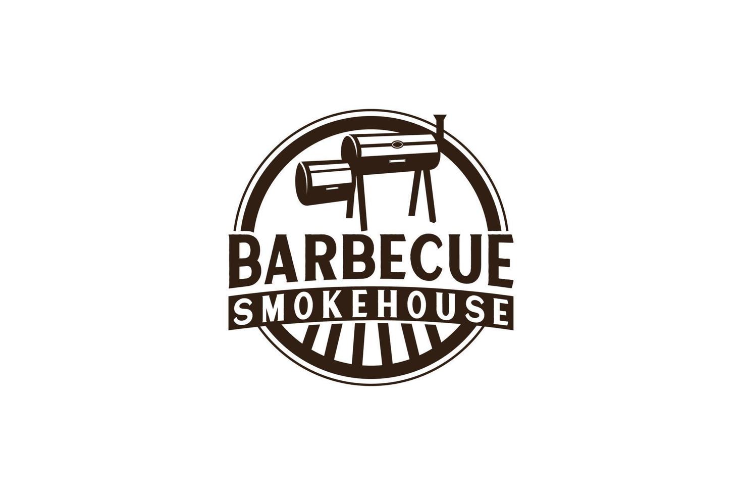 vintage retro rustieke bbq grill, barbecue, barbecue label stempel logo ontwerp vector