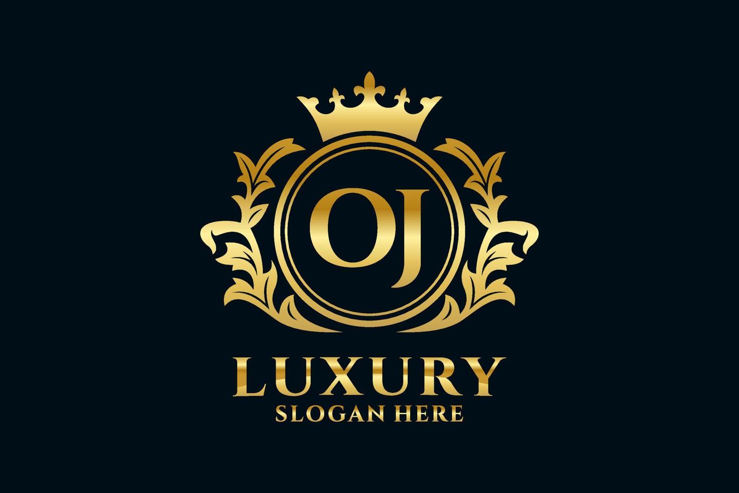 eerste oj brief Koninklijk luxe logo sjabloon in vector kunst voor luxueus branding projecten en andere vector illustratie.