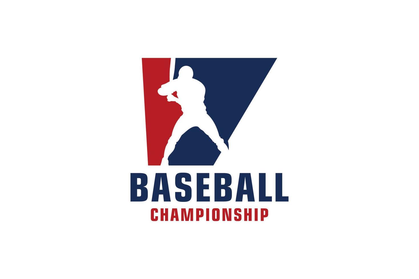 letter v met honkbal logo-ontwerp. vectorontwerpsjabloonelementen voor sportteam of huisstijl. vector