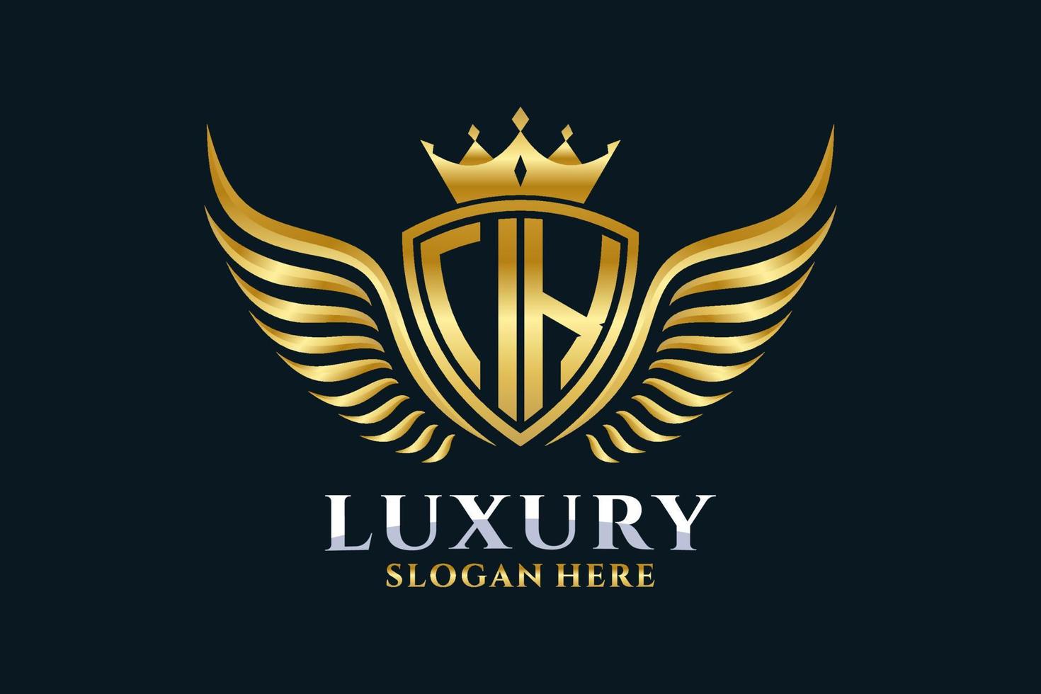 luxe Koninklijk vleugel brief ik kam goud kleur logo vector, zege logo, kam logo, vleugel logo, vector logo sjabloon.