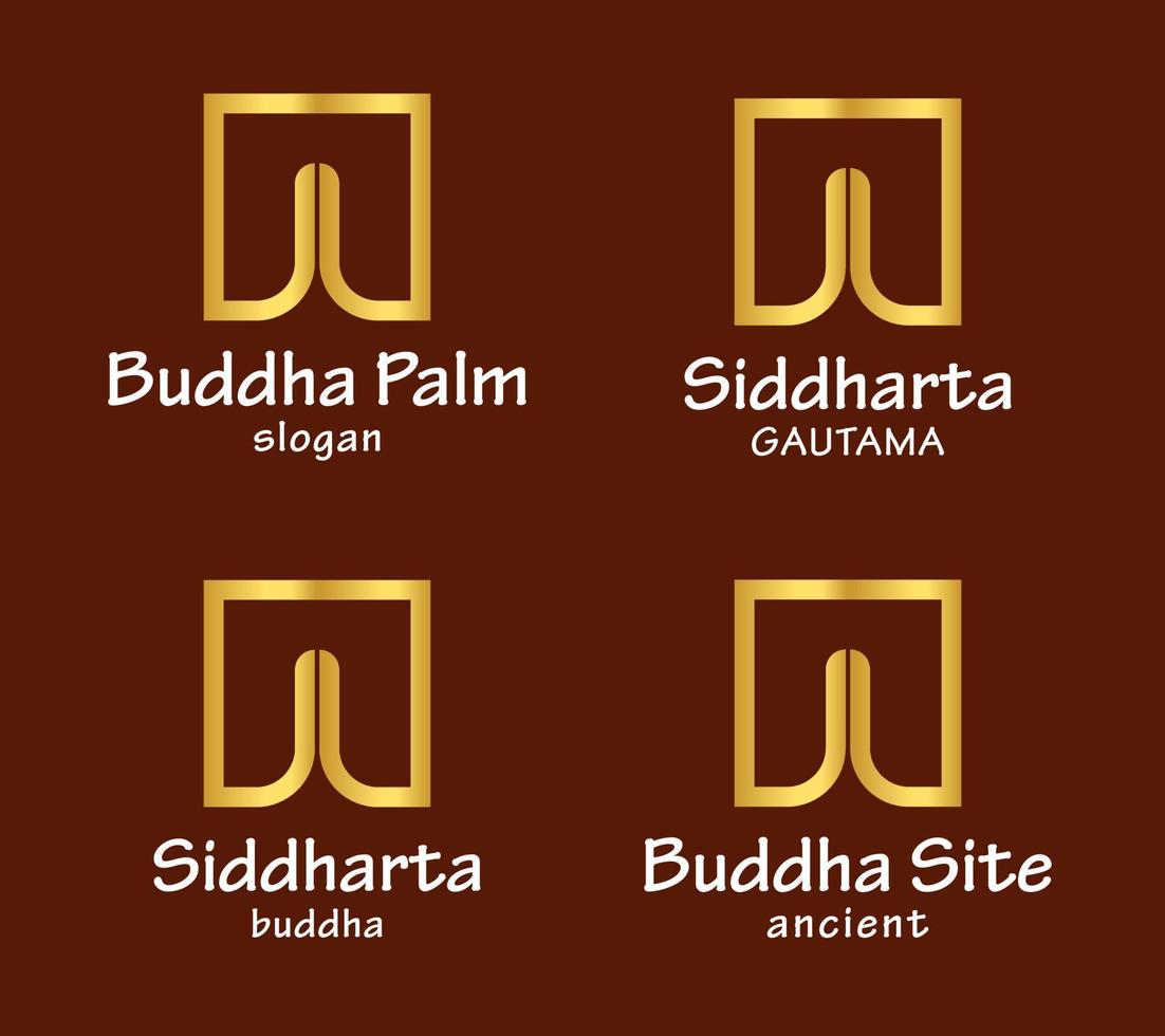 reeks Boeddha hand- abstract siddhartha gautama houding beeldhouwwerk logo ontwerp vector