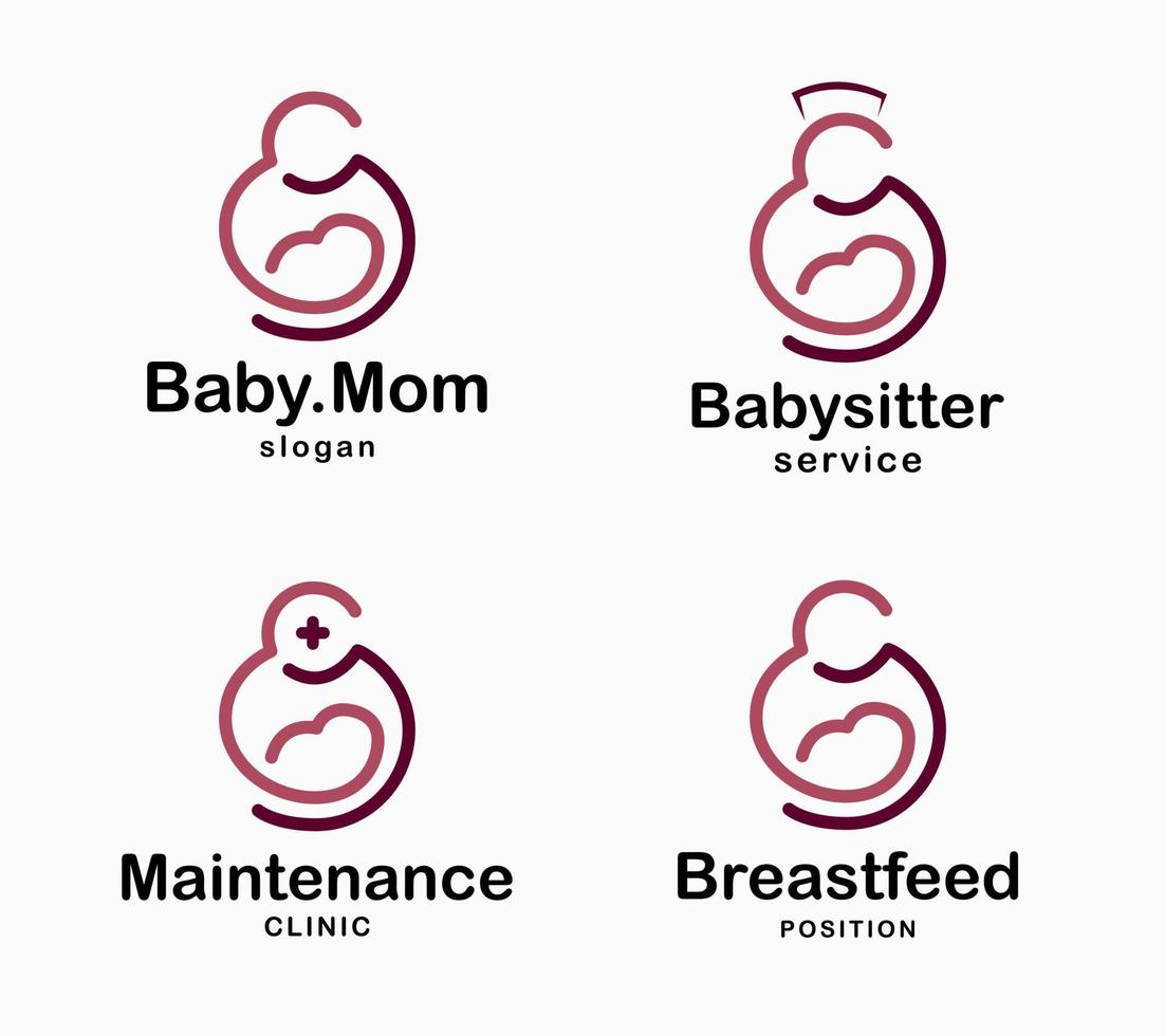 logo vector van ziekenhuis kliniek geboorte. borstvoeding kind positie. middel onderhoud oppas ontwerp sjabloon
