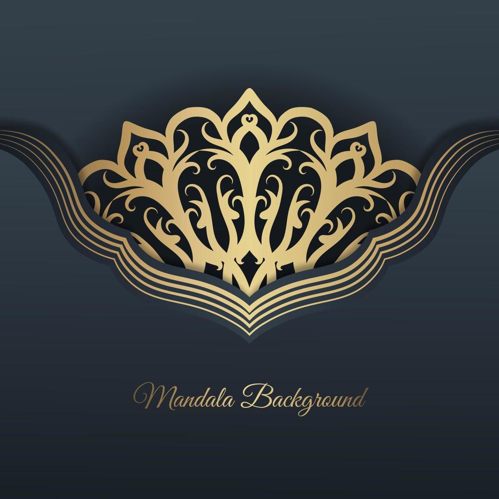 mandala achtergrond, donker grijs en goud vector