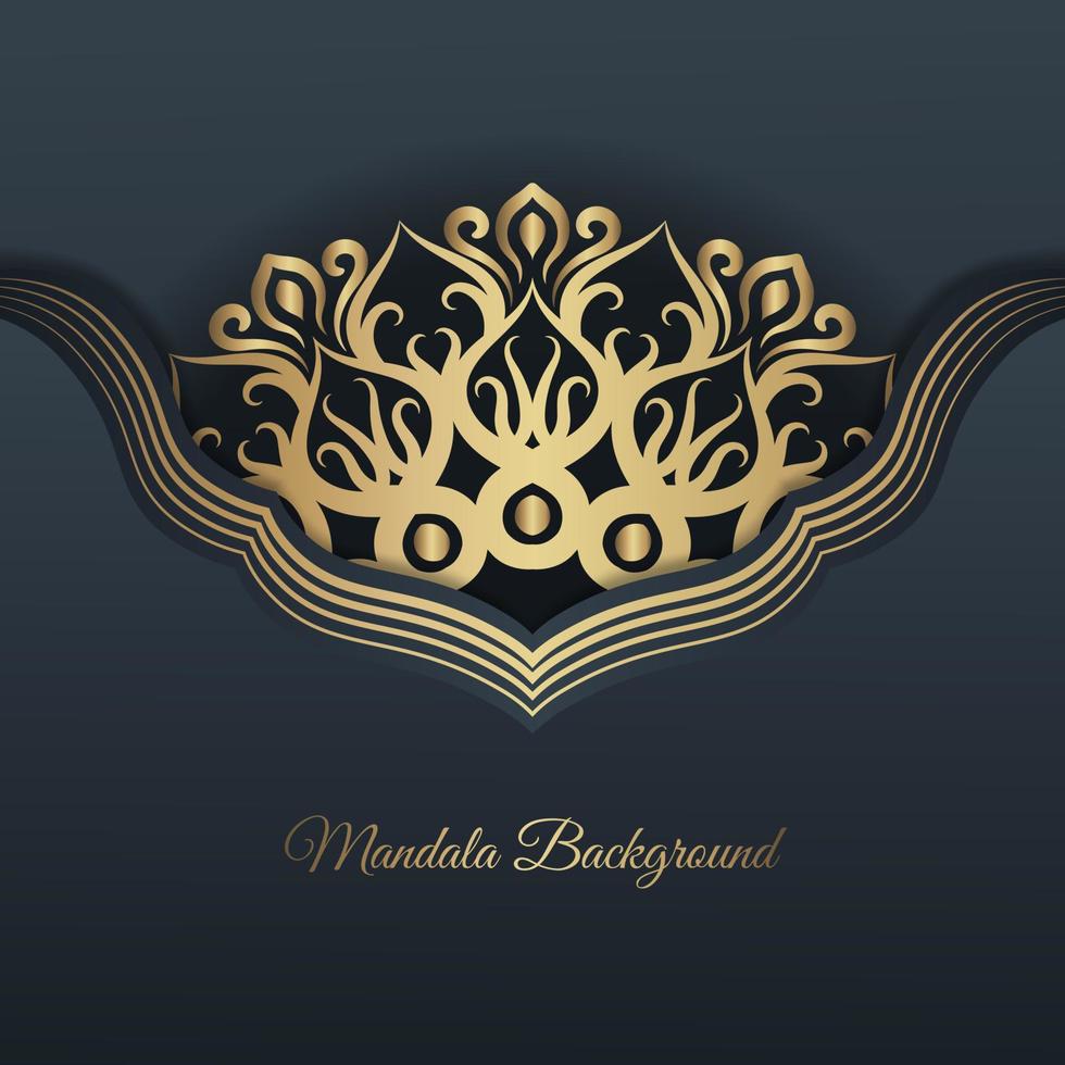 mandala achtergrond, donker grijs en goud vector