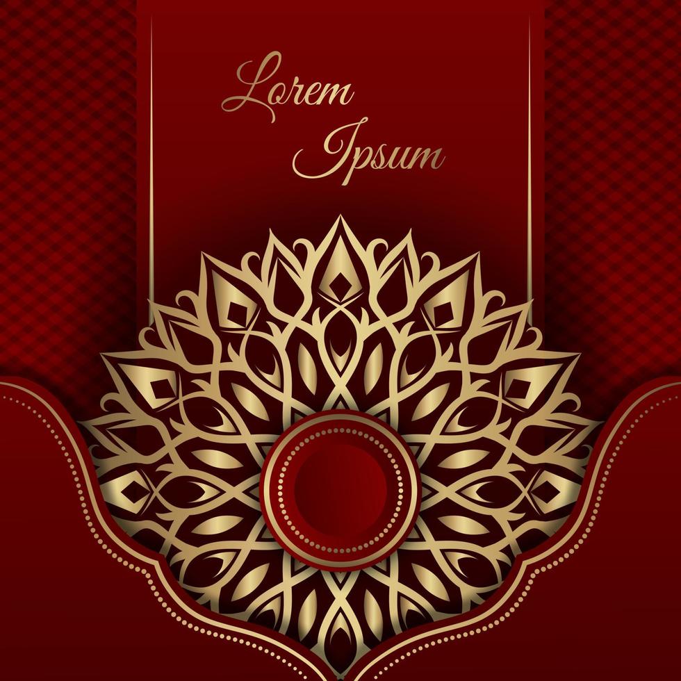 gouden mandala ornament, Aan een rood achtergrond, vector ontwerp