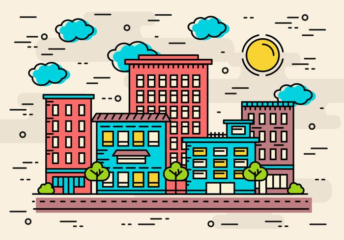 Gratis Flat Lineaire City Vector