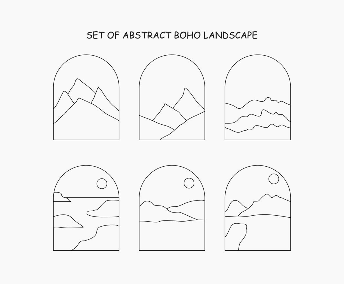 set van abstract boho-landschap vector