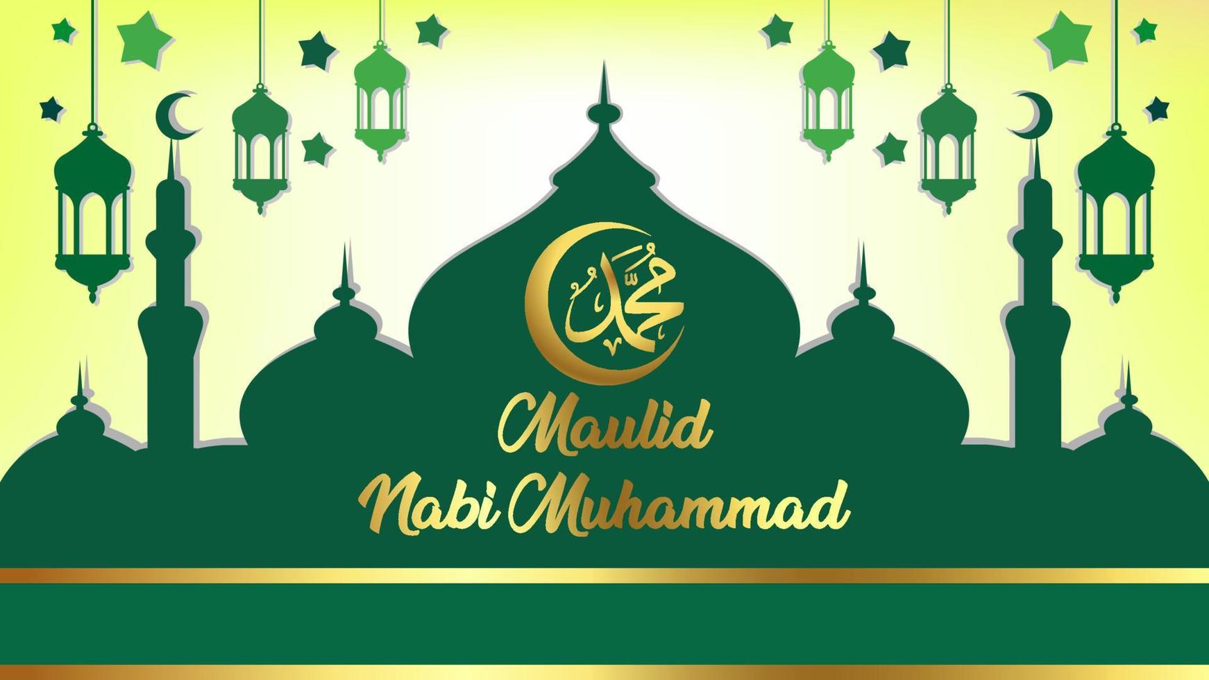 maulid nabi Mohammed Islamitisch achtergrond groen vector