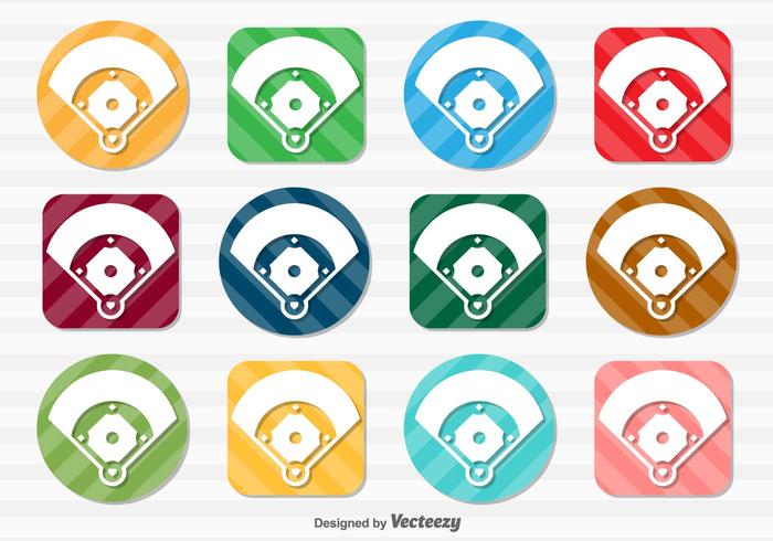 Vector Set Van Baseball Field Icon Buttons