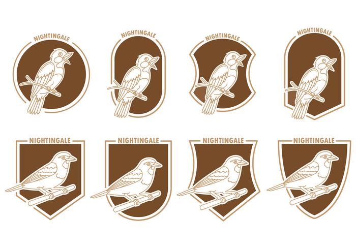 Set Nachtegaal Badges vector