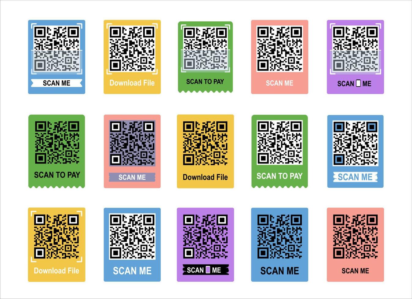 scannen me telefoon label set. QR code voor mobiel app. qr code voor smartphone. geïsoleerd illustraties Aan een wit achtergrond. vector illustratie.