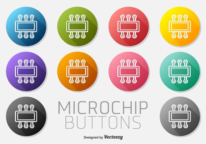 Microchip pictogram knoppen vector set