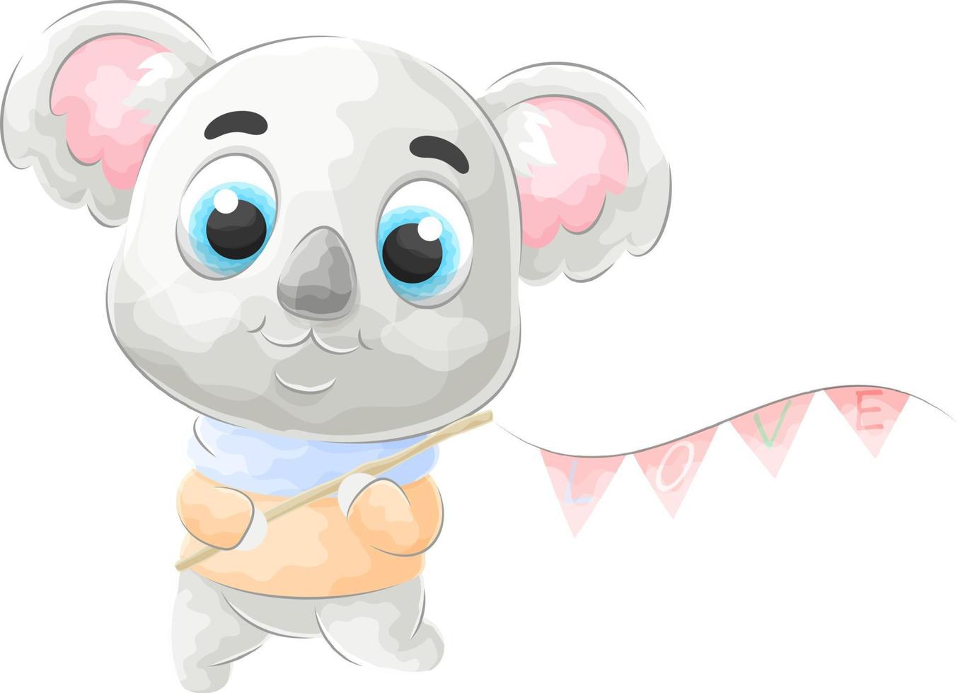 schattig tekening een koala met waterverf illustratie vector