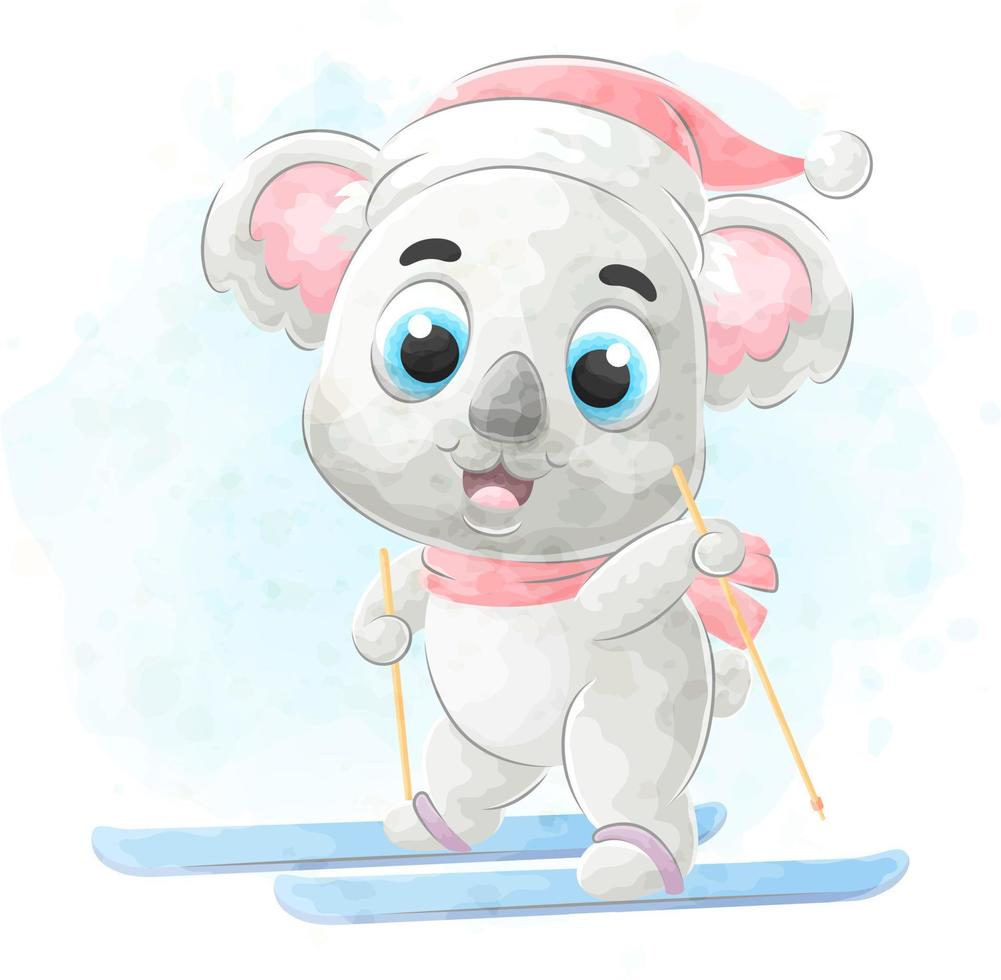 schattig tekening een koala met waterverf illustratie vector