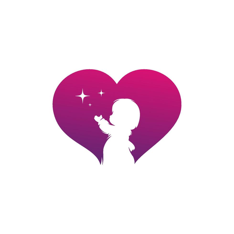 kind liefde en zorg liefde logo ontwerp vector