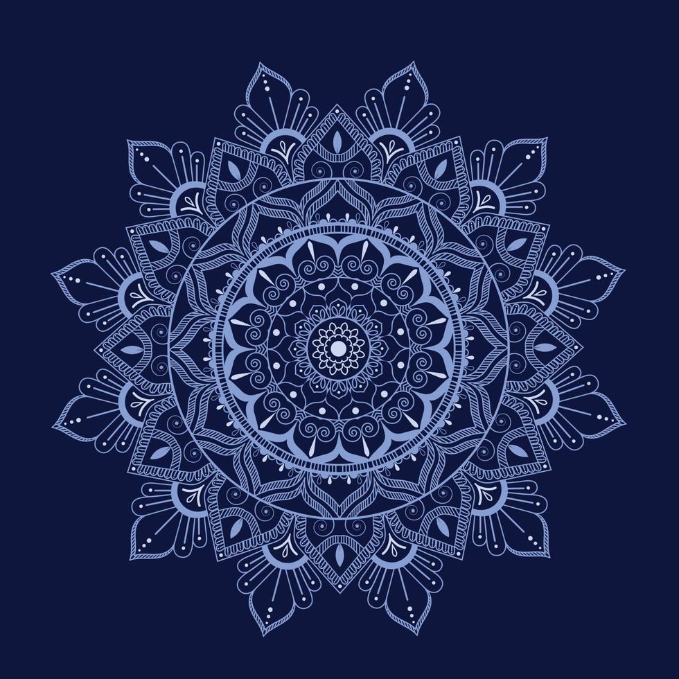 decoratief en Indisch sier- mandala ontwerp in blauw kleur vrij vector