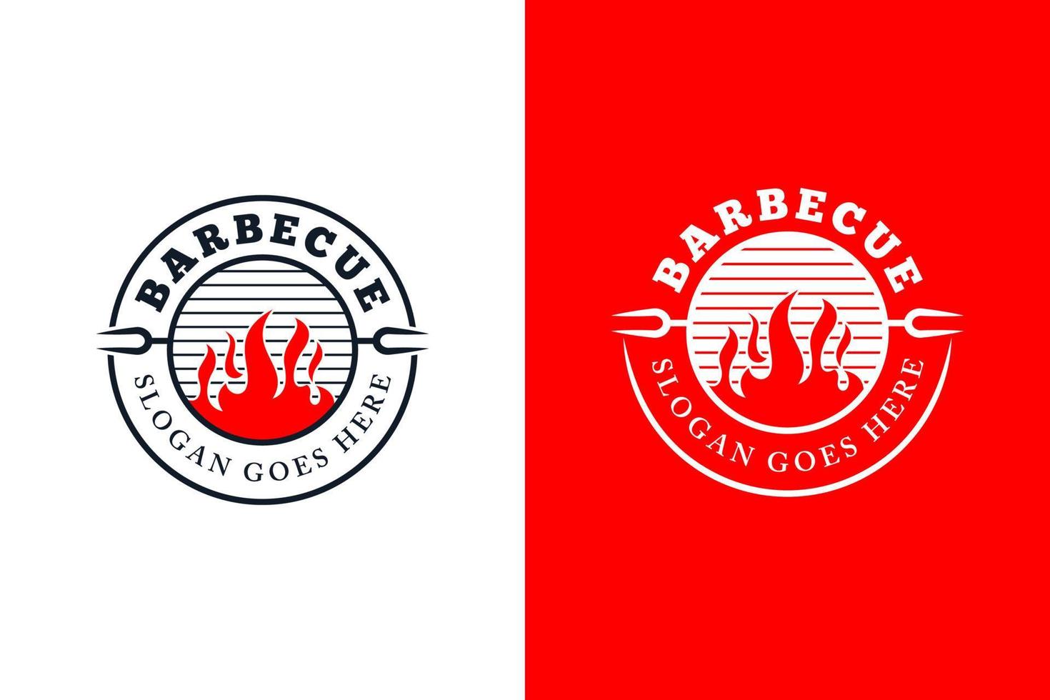 wijnoogst retro rustiek bbq gegrild logo, heet voedsel partij barbecue, barbecue insigne postzegel logo ontwerp, rooster en bar met brand vector
