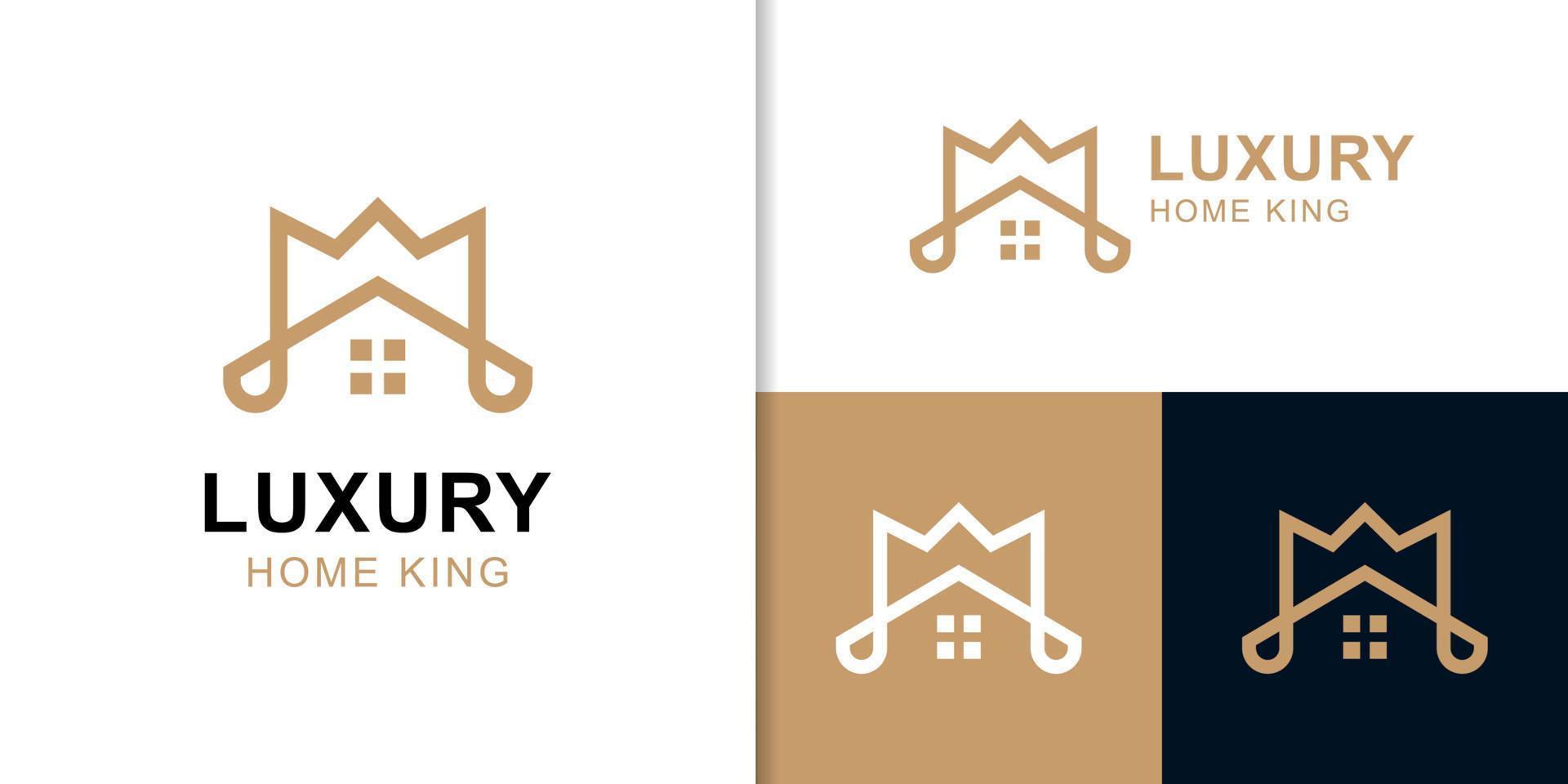 lijn koning koningin kroon combineren huis echt landgoed vector icoon gebouw appartement premie elegant luxe gemakkelijk logo ontwerp