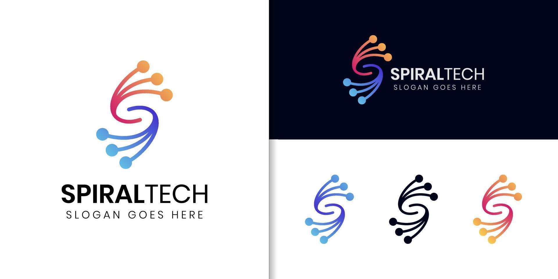 abstract eerste brief s technologie logo voor spiraal tech systeem vector icoon symbool