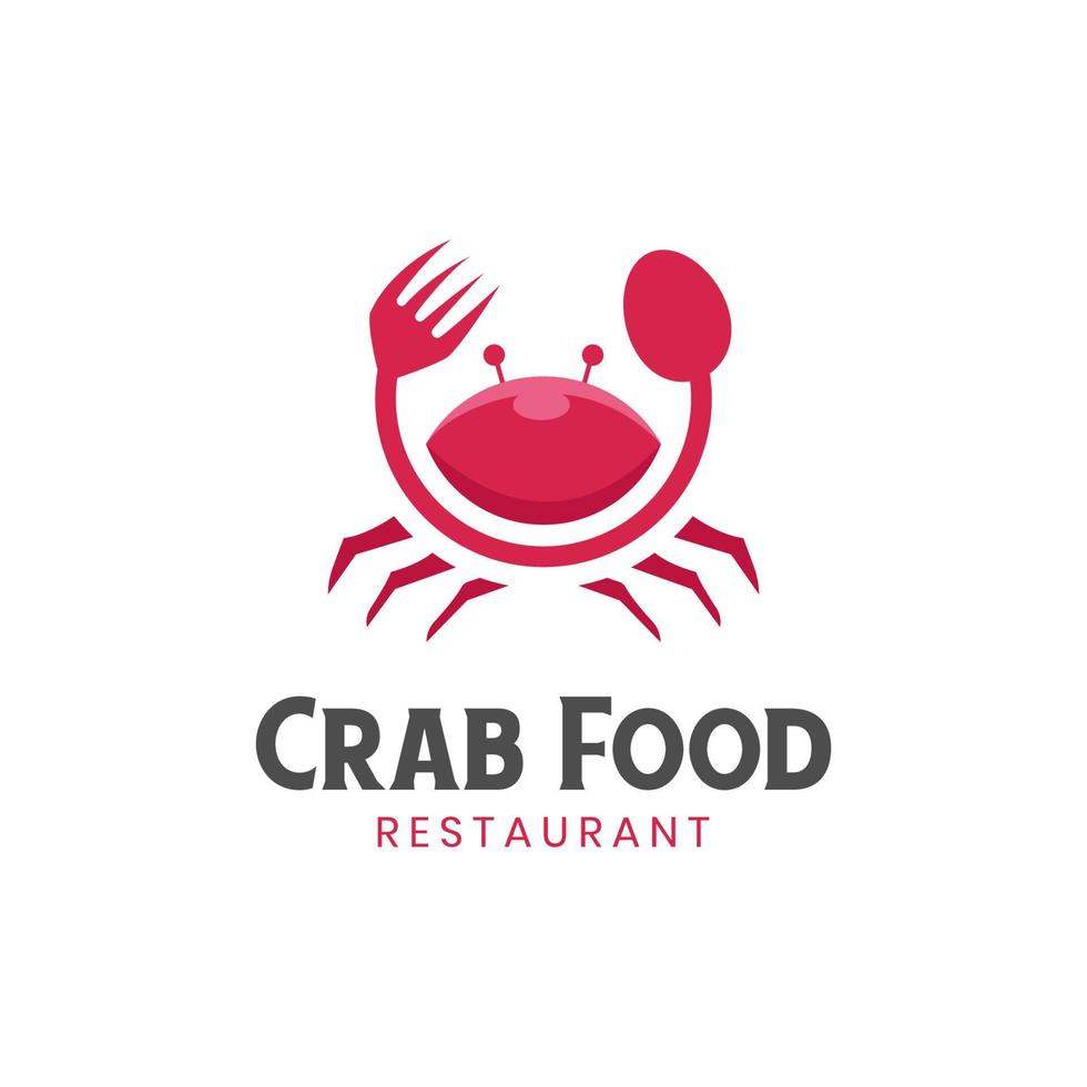 vector rood krab zeevruchten culinaire logo ontwerp gecombineerd vork en lepel icoon voor restaurant voedsel logo