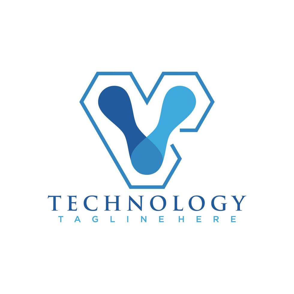 tech logo met eerste v creatief ontwerp premie vector