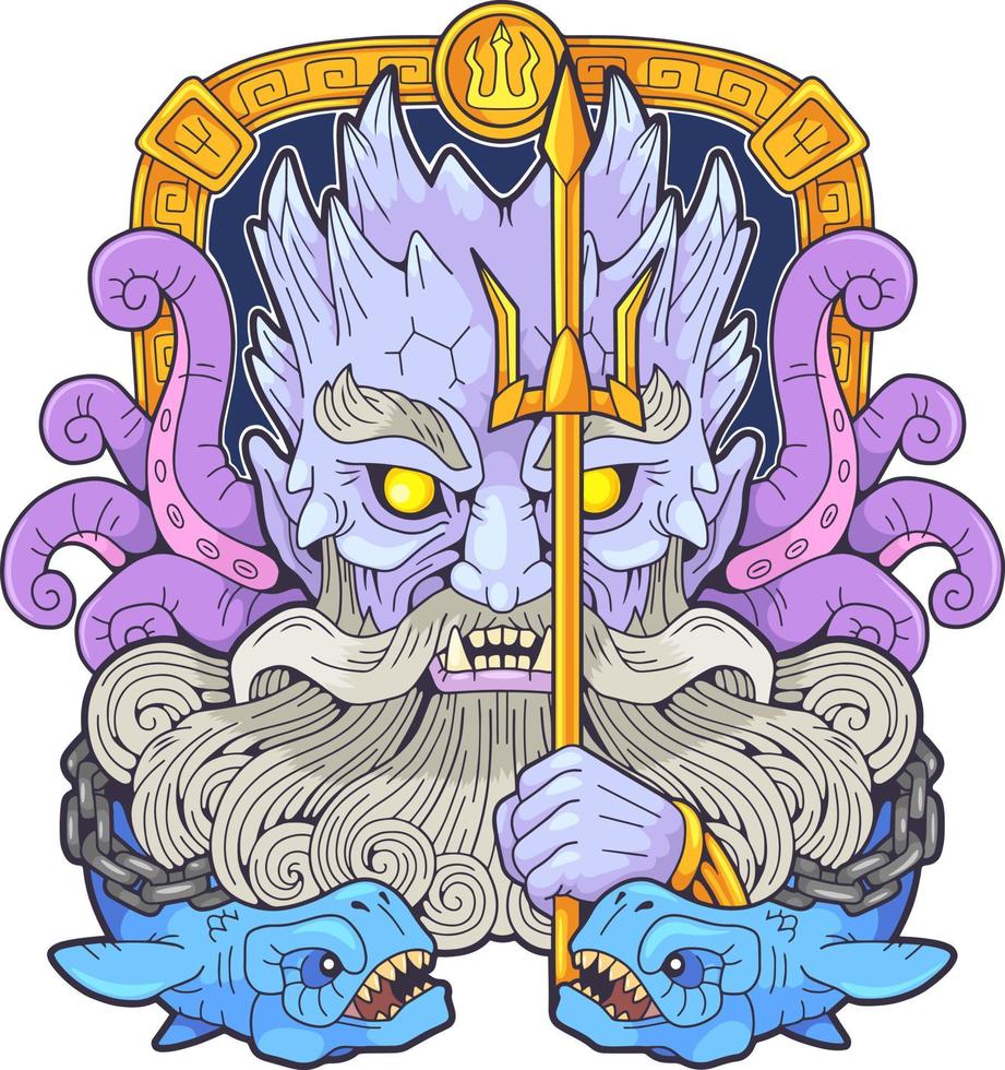 oude Griekse god poseidon vector