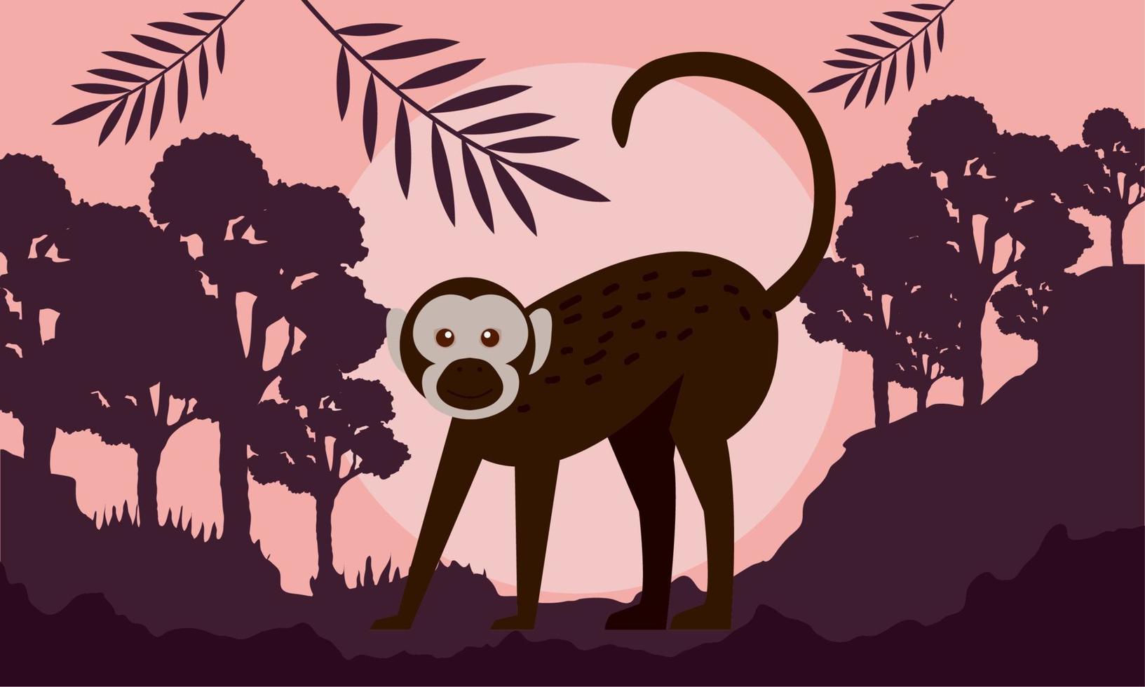 makaak aap in landschap vector