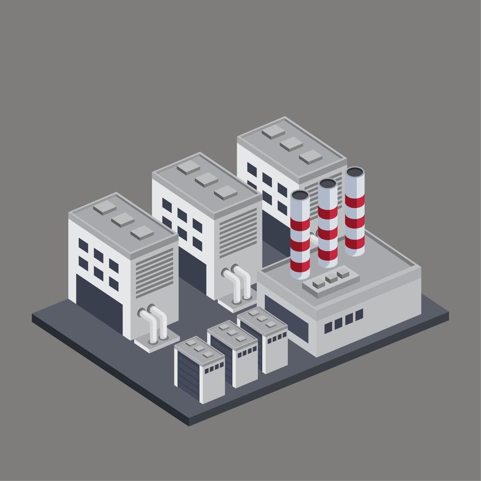 isometrische gebouwen en schoorstenen vector