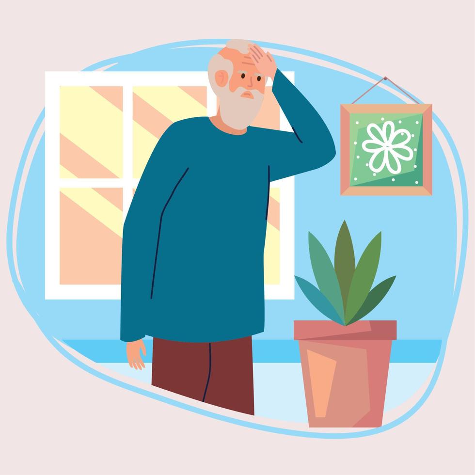 bejaarde Mens met alzheimer vector