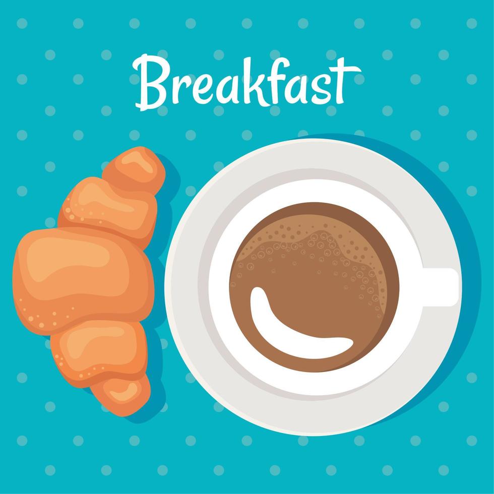 ontbijt belettering met croissant vector