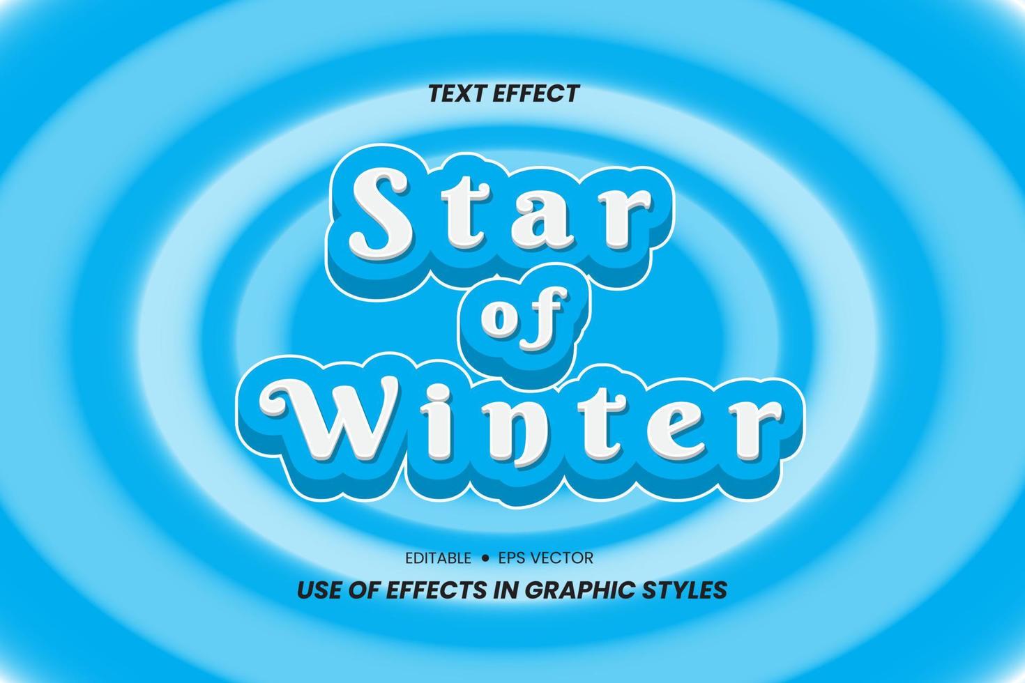 ster van winter tekst effect met 3d brieven vector