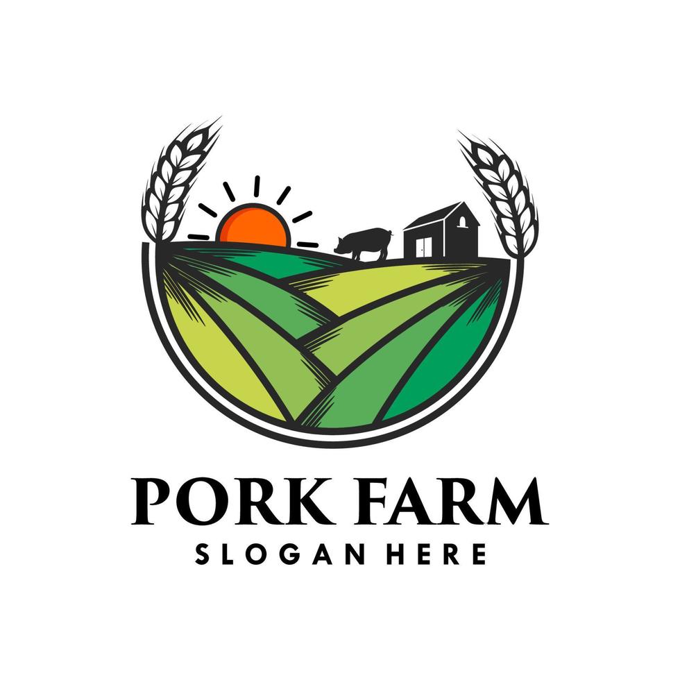 landbouw met varkensvlees boerderij logo sjabloon vector illustratie