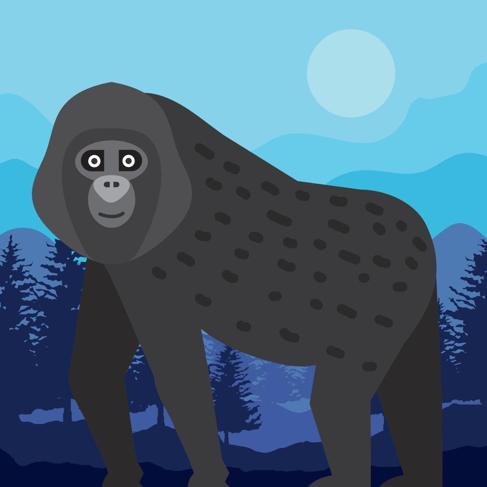 gorilla aap in Woud vector