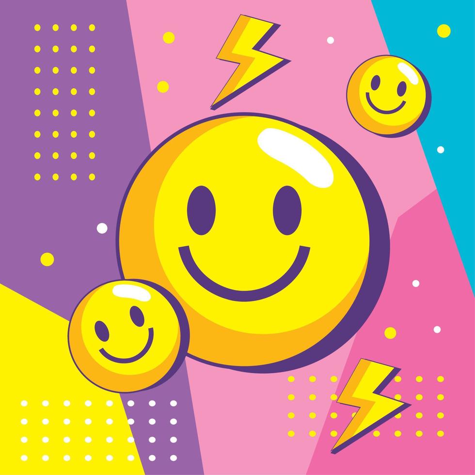 jaren negentig emoji's en stralen vector