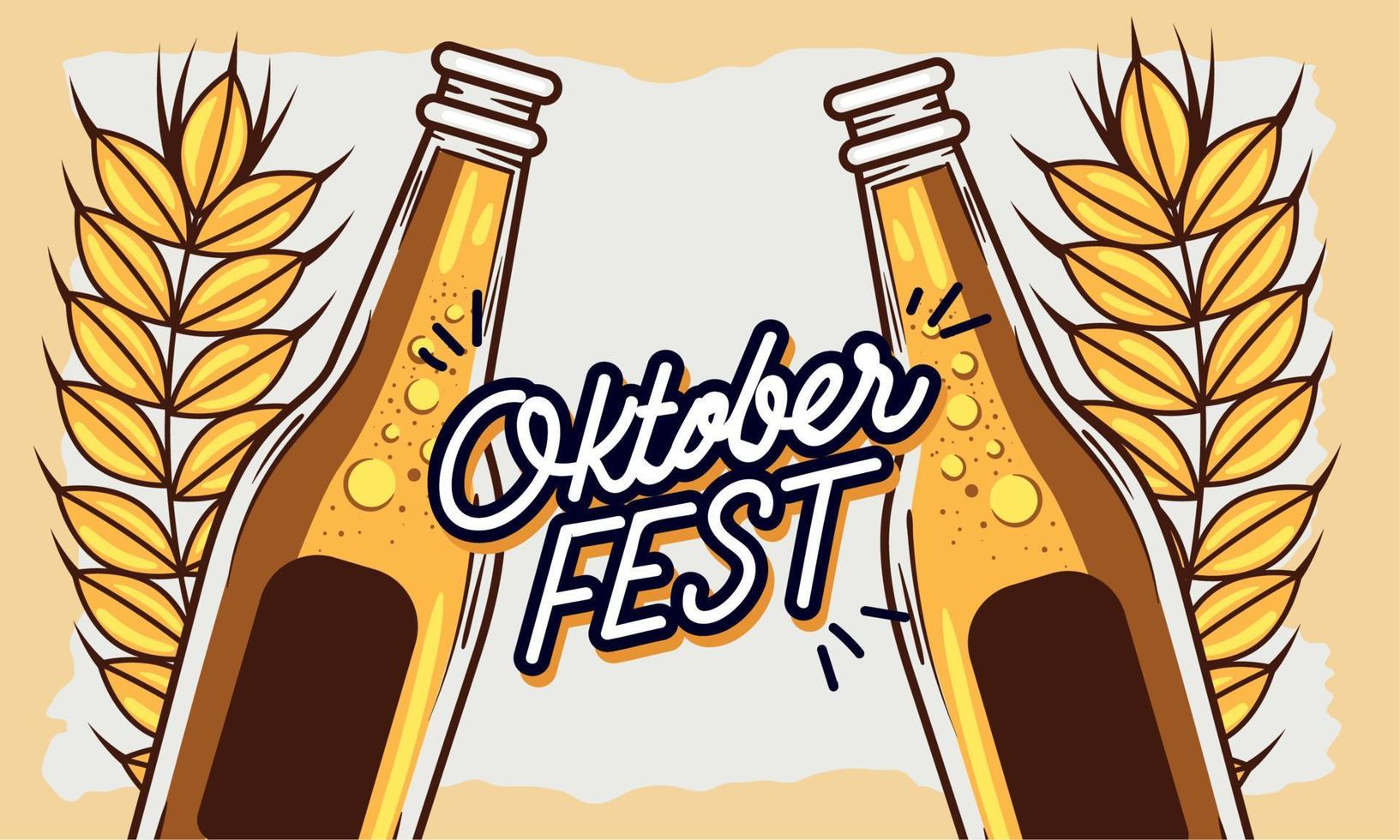 oktober fest belettering met flessen vector