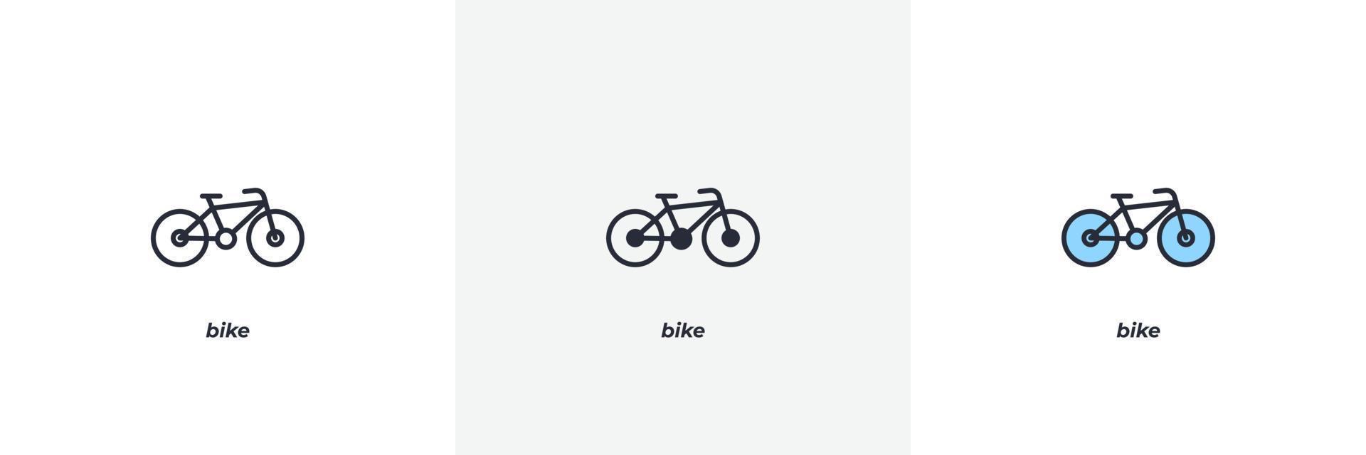 fiets icoon. lijn, solide en gevulde schets kleurrijk versie, schets en gevulde vector teken. idee symbool, logo illustratie. vector grafiek