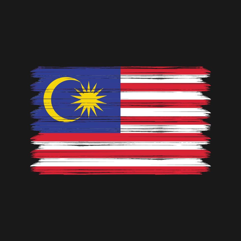 Maleisische vlag penseelstreken. nationale vlag vector