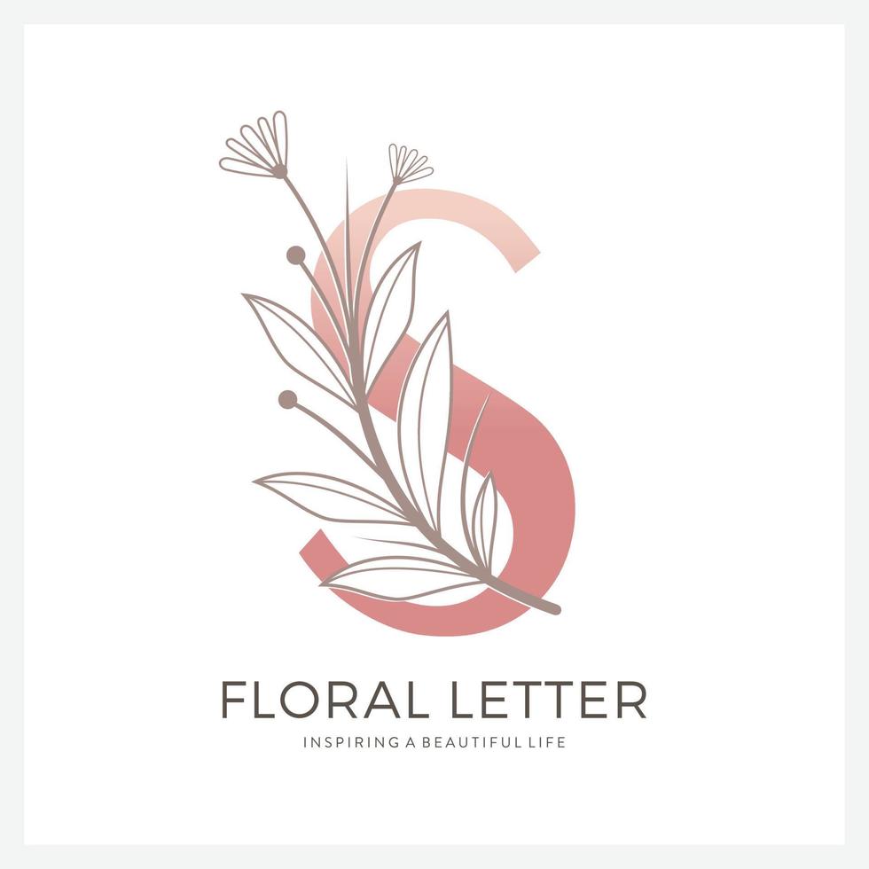 brief s bloemen logo geschikt voor kunstmatig schoonheid en ander. vector