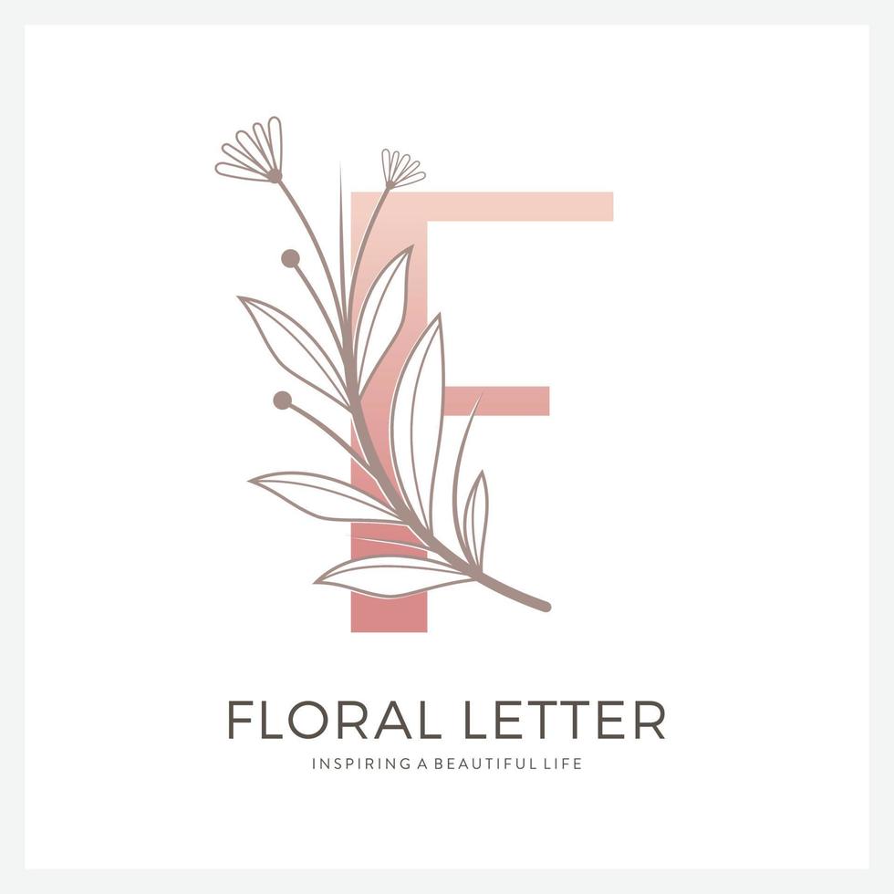 brief f bloemen logo geschikt voor kunstmatig schoonheid en ander. vector