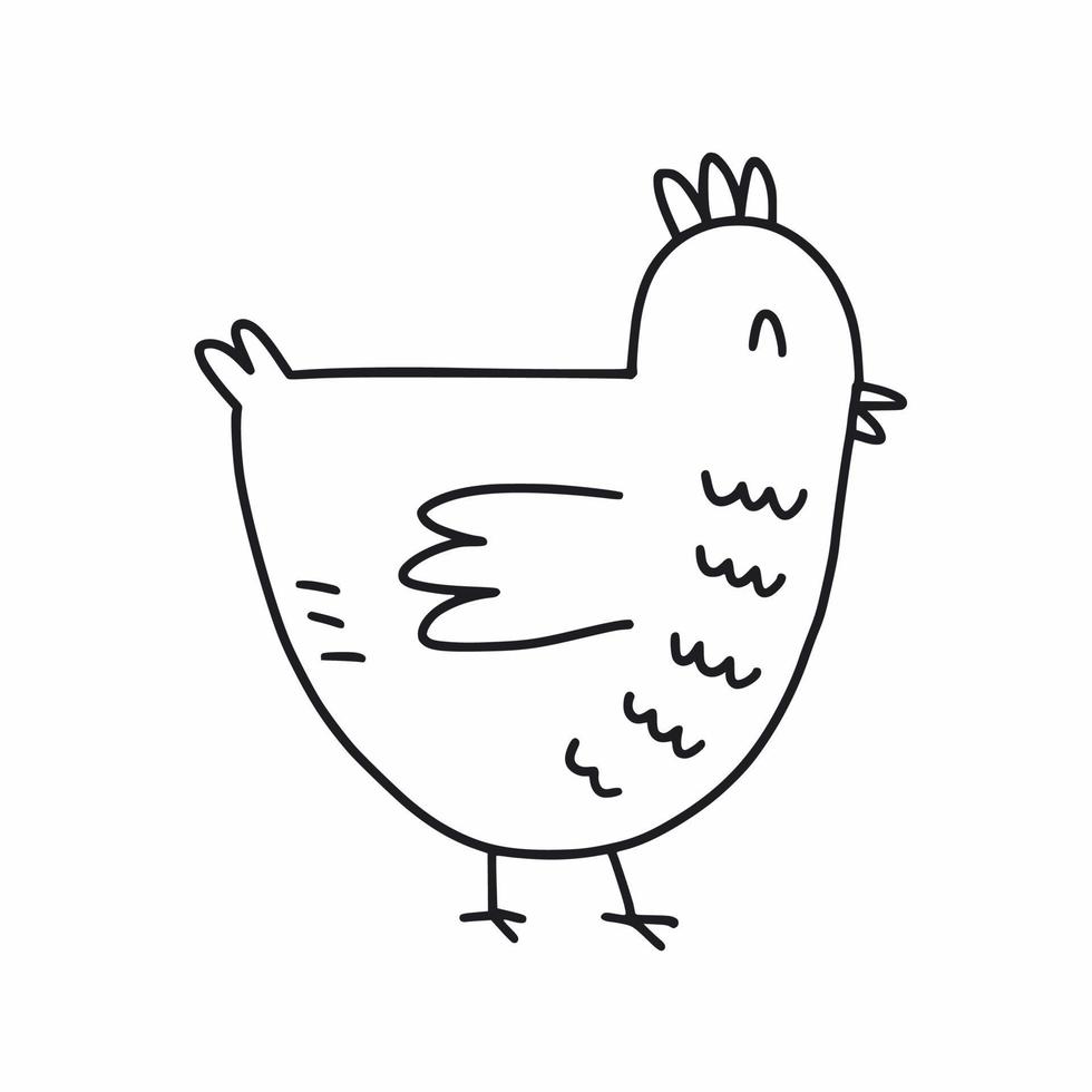 kip getrokken met een zwart lijn vector