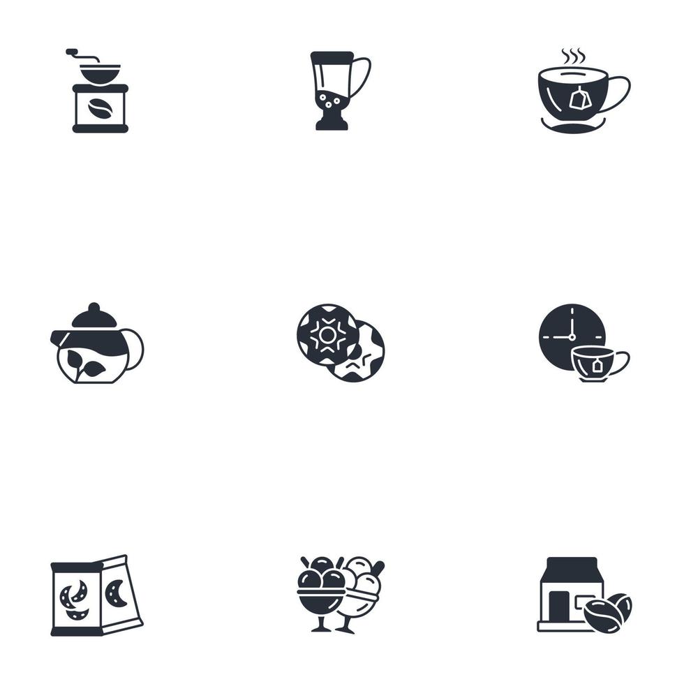 thee koffie winkel pictogrammen reeks . thee koffie winkel pak symbool vector elementen voor infographic web