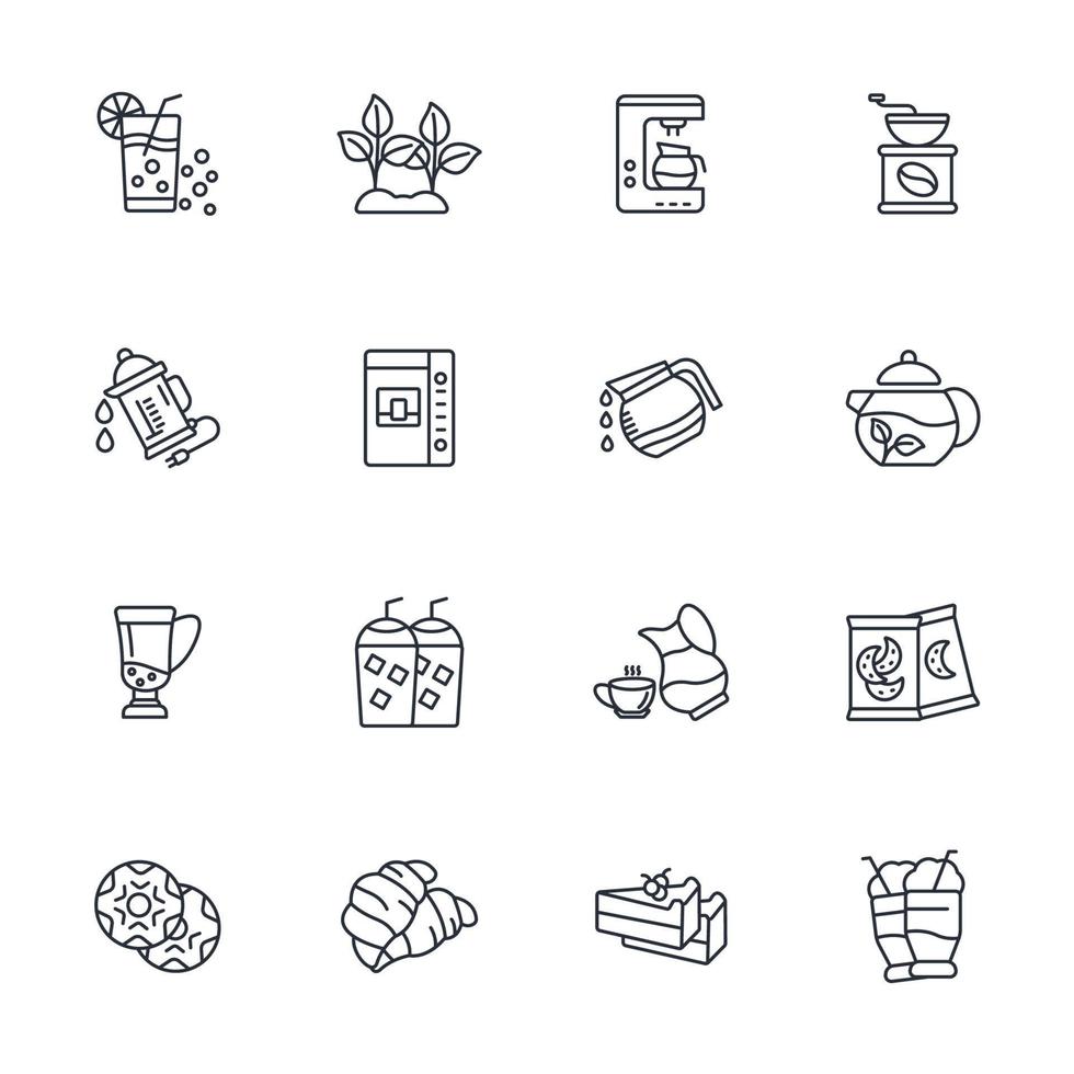 thee koffie winkel pictogrammen reeks . thee koffie winkel pak symbool vector elementen voor infographic web