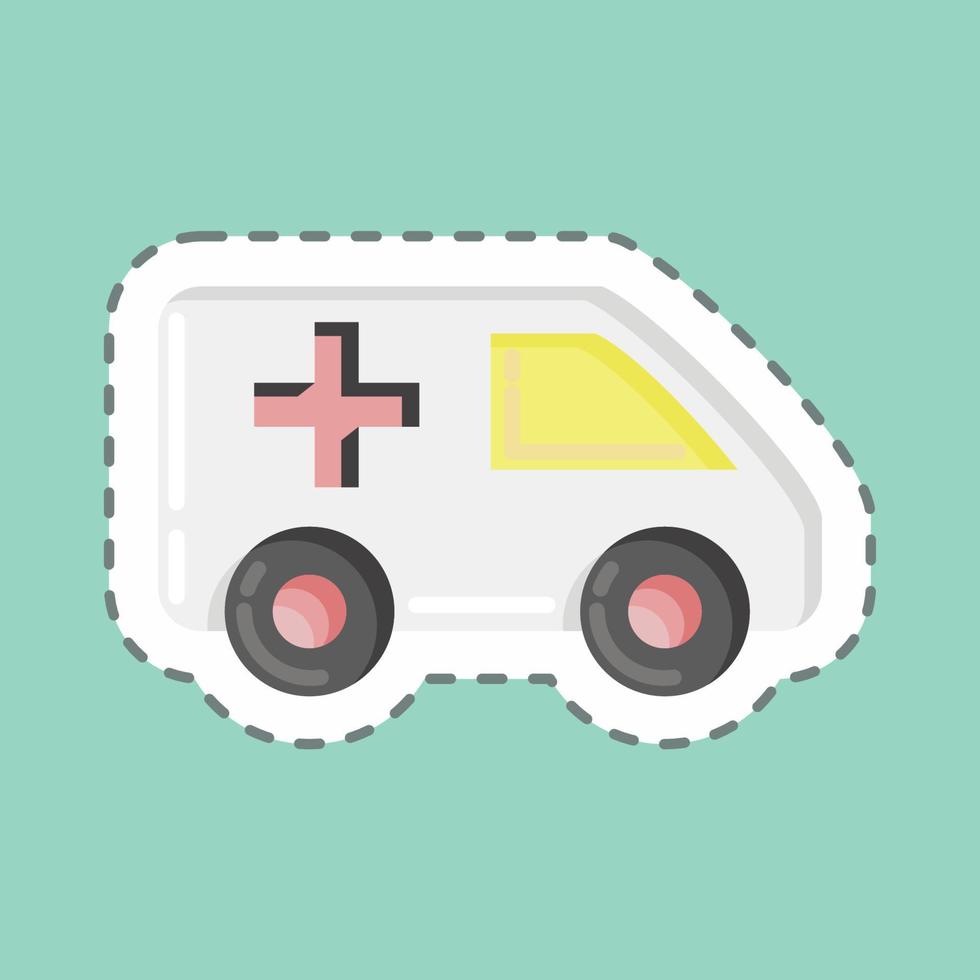 sticker lijn besnoeiing ambulance. geschikt voor automotive symbool. gemakkelijk ontwerp bewerkbaar. ontwerp sjabloon vector. gemakkelijk illustratie vector