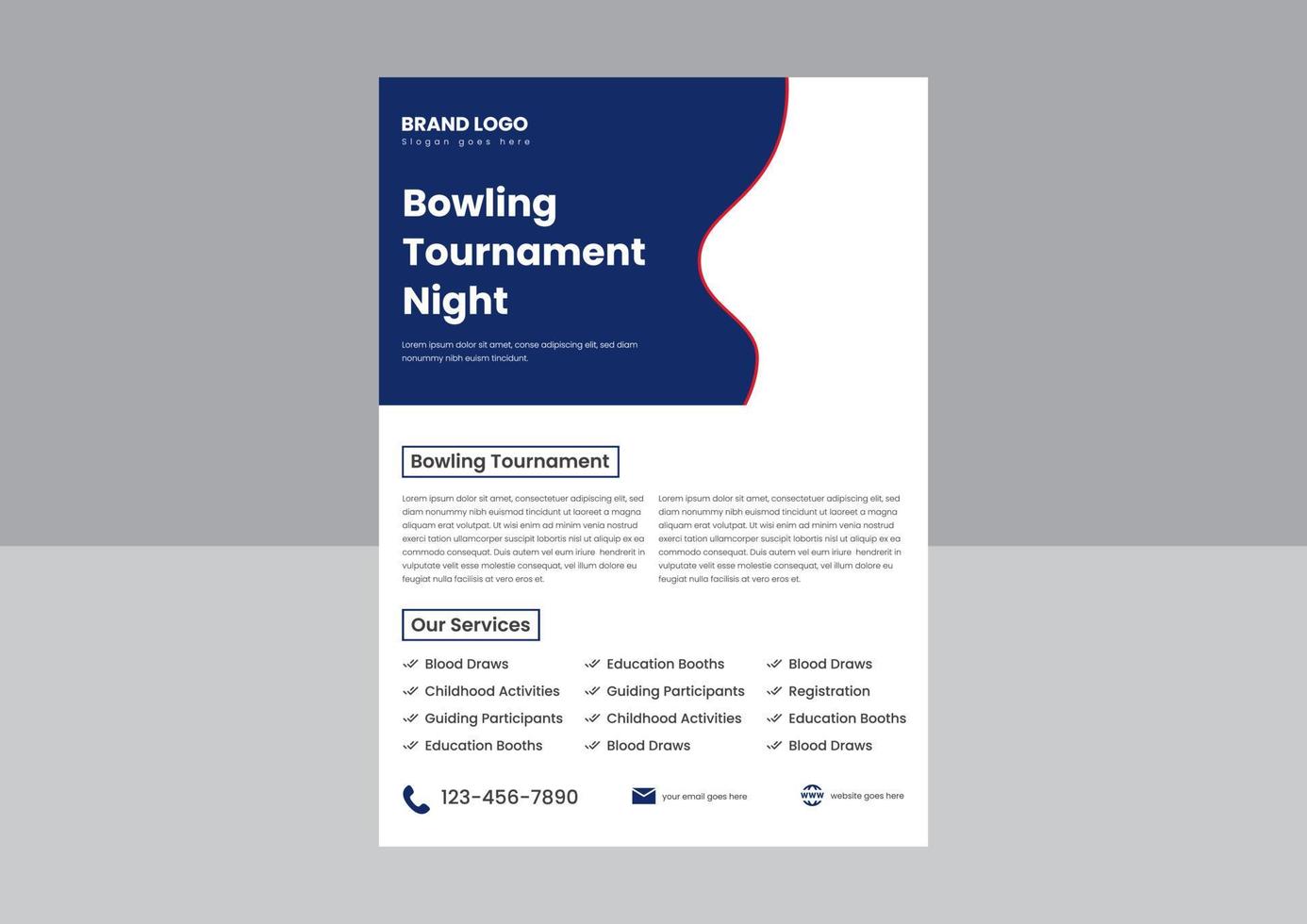 bowling toernooi folder poster ontwerp sjabloon. bowling sport- evenement folder poster ontwerp. bowling nacht folder ontwerp. vector