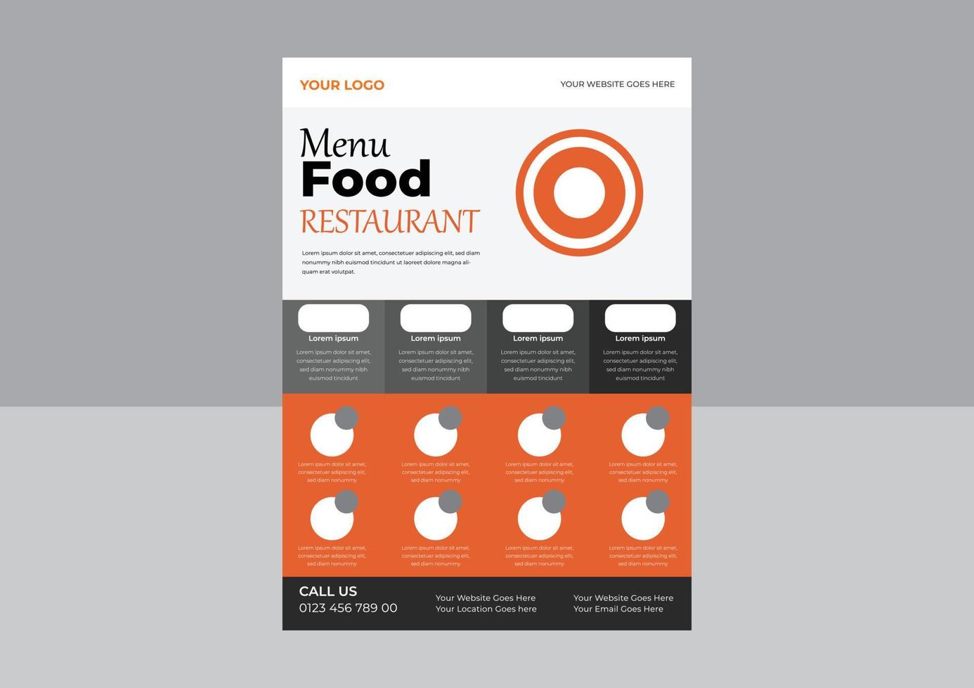 snel voedsel menu folder, restaurant cafe menu, sjabloon ontwerp. voedsel folder, snel voedsel folder ontwerp sjabloon in a4 maat. snoep kleuren. vector illustratie.