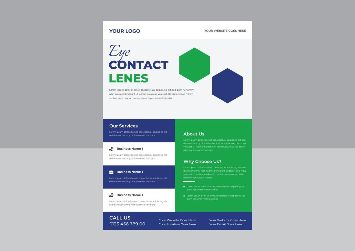 contact lens folder sjabloon, optisch ogen test folder, contact lenzen reclame banier, contact lenzen en oog Gezondheid zorg. vector