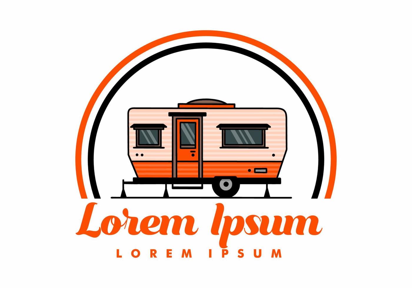 traan busje camper illustratie insigne ontwerp vector